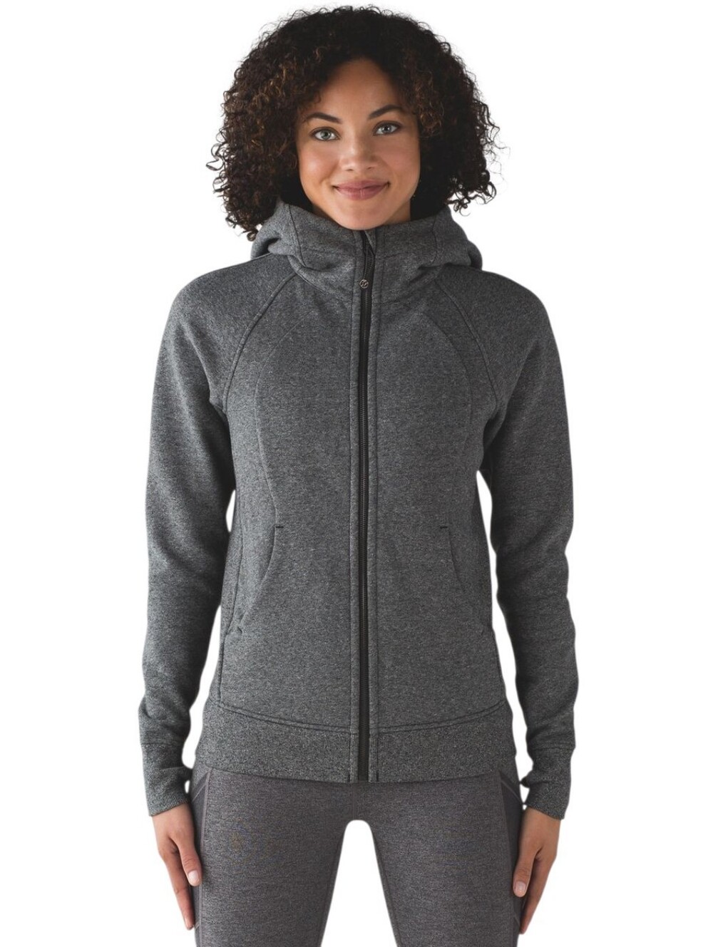 Lululemon scuba hoodie light cotton fleece heathered speckled black size 8